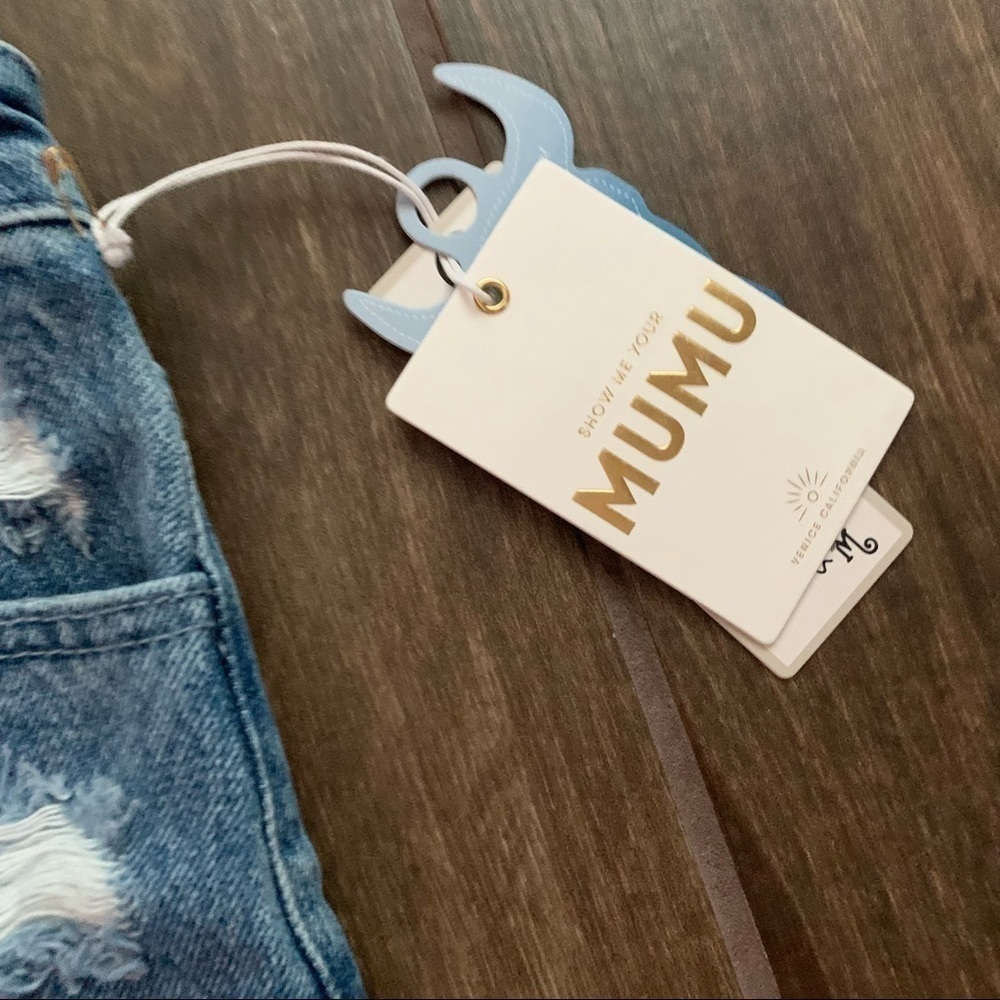 NWT Show Me Your Mumu Arizona High Waisted Cut Off Shorts Out of the Blue Sz 24 - Picture 7 of 12